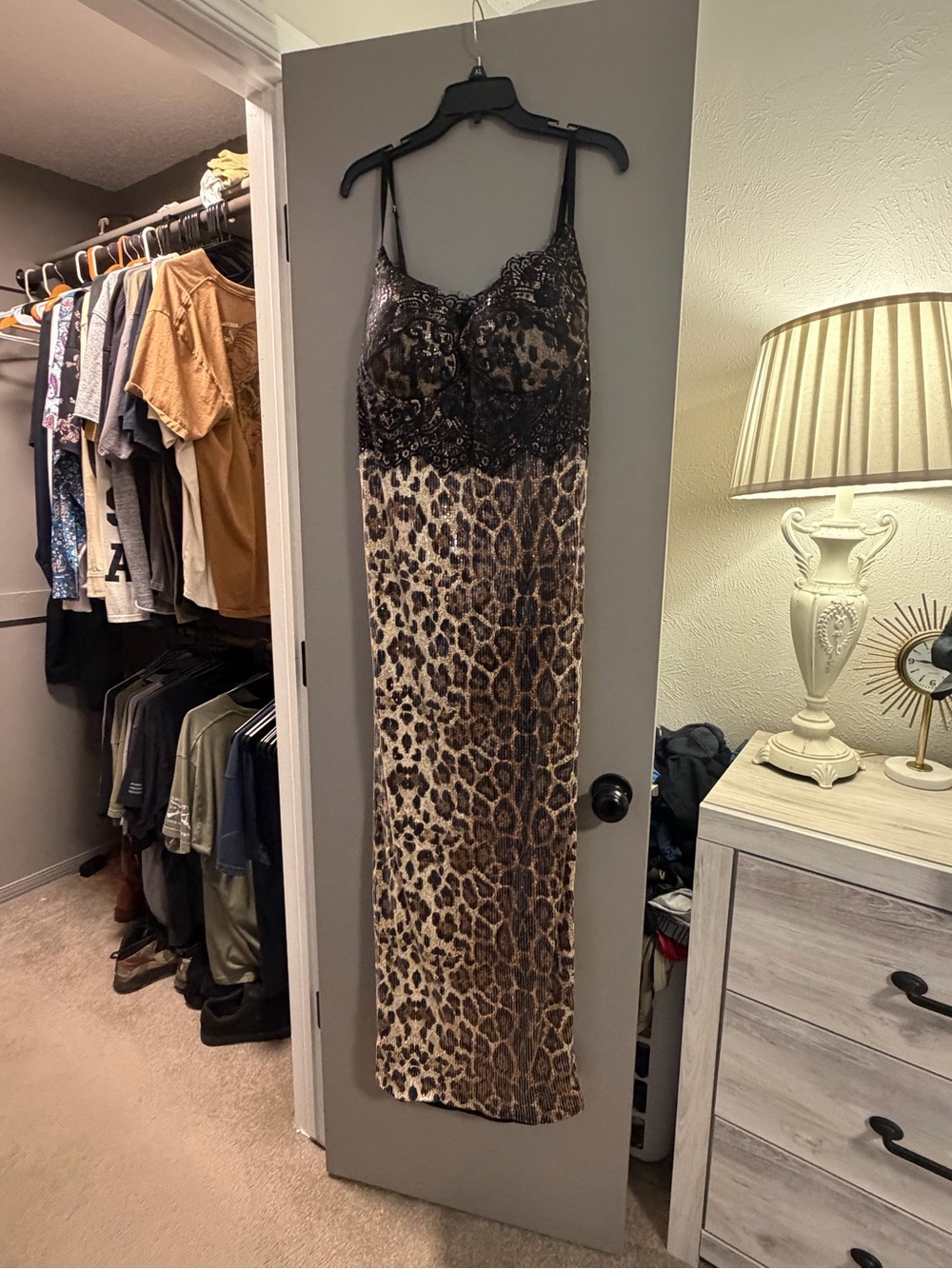 Fashion Nova Leopard Lace Slip Dress - Brown & Black